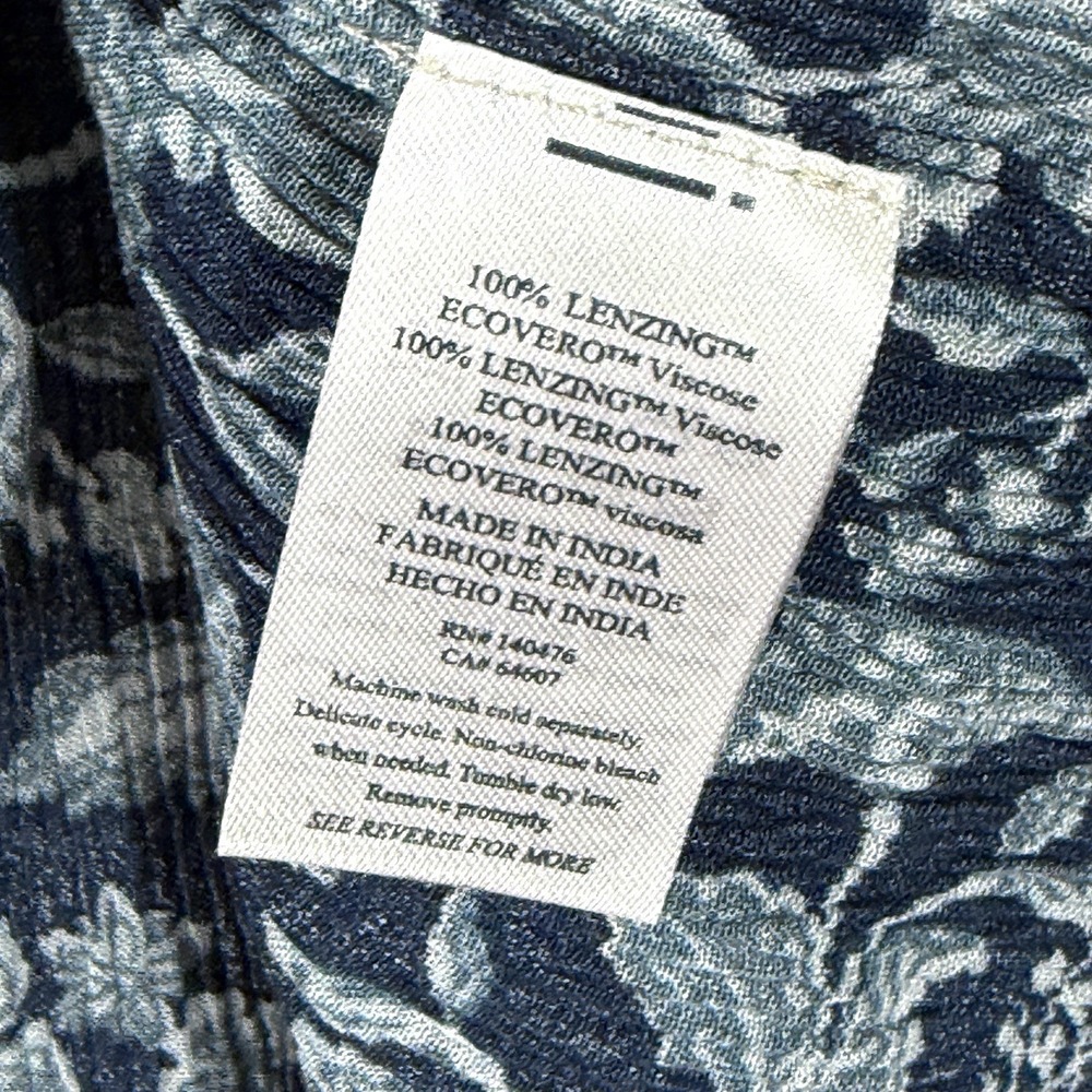 Faherty Top Womens Small Emery Blouse Blue Esna Floral Peasant Relaxed Smocked - Picture 8 of 11